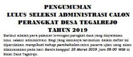 Pengumuman Lulus Seleksi Administrasi